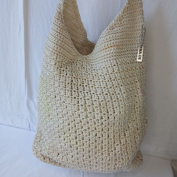 MA-DE Knit Straw Crocheted BoHo Hippie Crossbody Shoulder Bag Y2K - Picture 2 of 12
